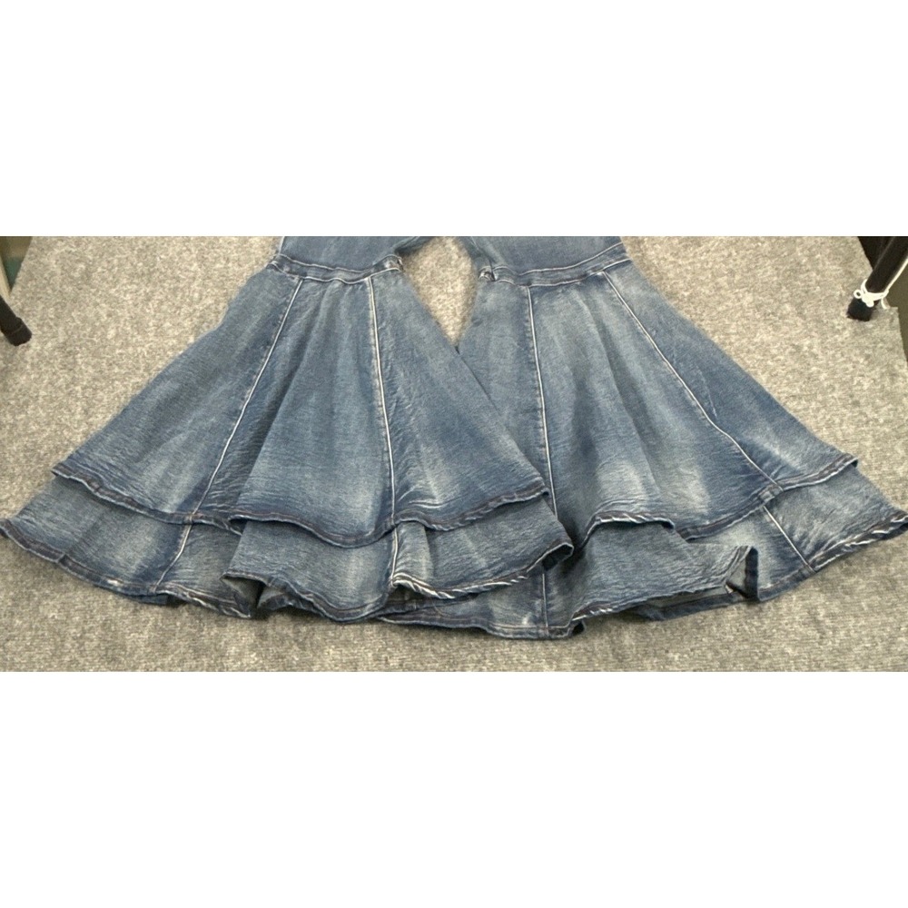 Love Highlight P230 Jeans Womens L Extreme Bell Bottom Tiered Flare Y2K Festival - Picture 4 of 12